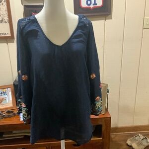 Cute linen embroidered blouse